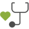 Heart with stethoscope next to it