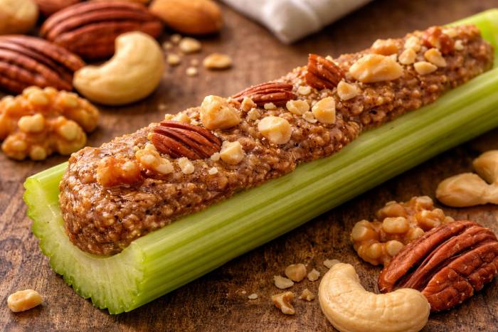 Natural nut butter on celery