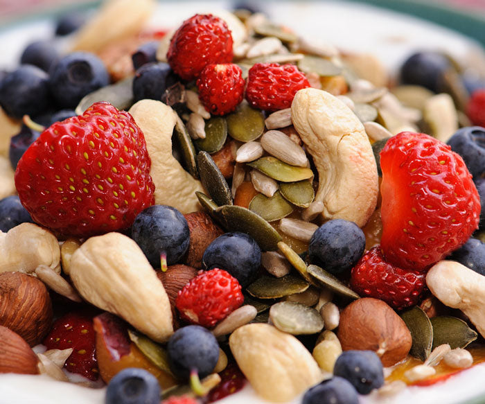 Organic trail mix with strawberries