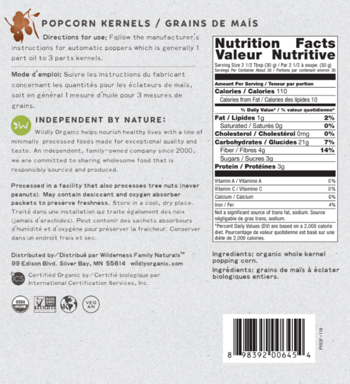 Organic Popcorn | Non-GMO Popcorn Kernels | Wildly Organic