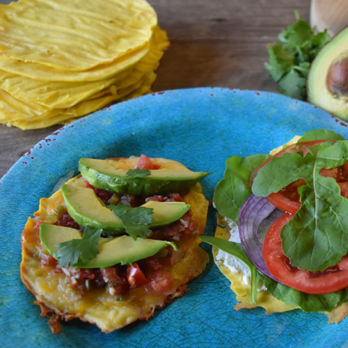 Veggie tostadas made with coconut flour