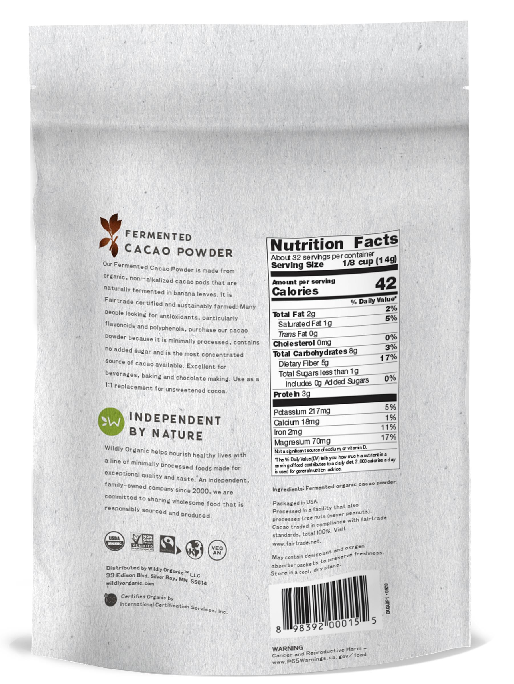 Fermented Cacao Powder | Fair-Trade Certified | Wildly Organic