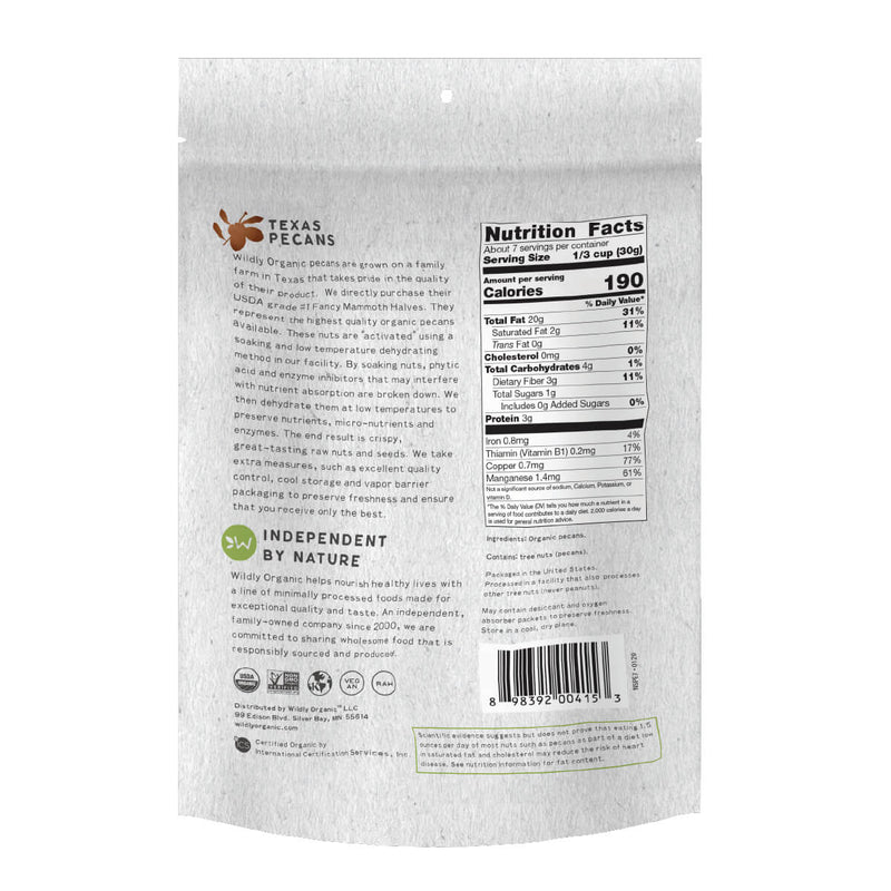 Nuts, Raw, Soaked and Dried, Certified Organic, Pecans